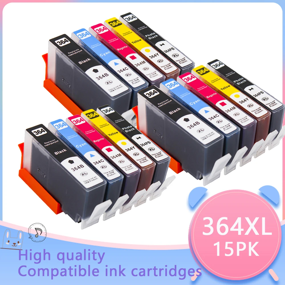 

15PK 364XL Compatible Ink Cartridge Replacement for HP Photosmart 5320 5370 5373 5388 7510 7520 C5380 C6300 C309a C310a C410