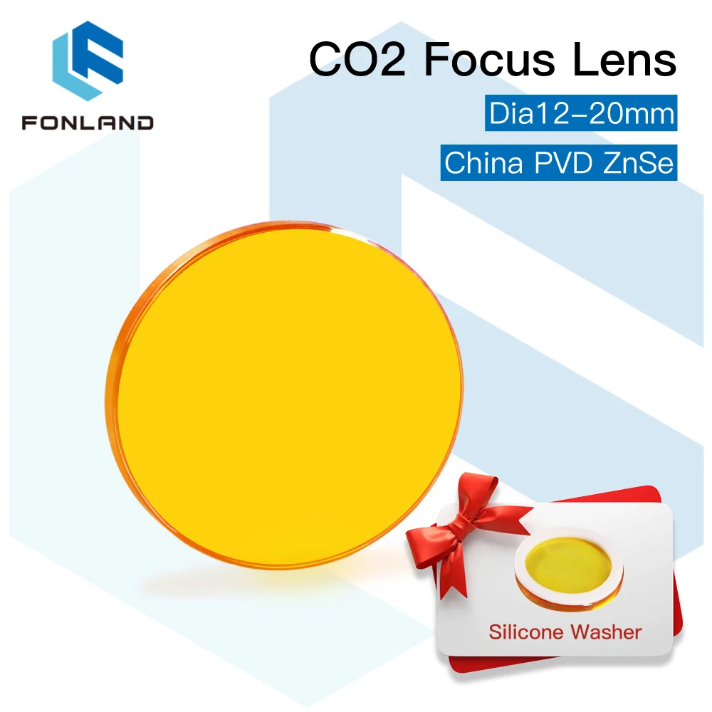 FONLAND China CO2 ZnSe Focus Lens Dia.12/15/18/19.05/20MM FL38.1/50.8/63.5/101.6/127MM for Laser Engraving Cutting Machine