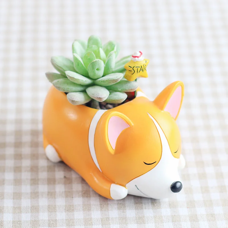 

If creative Zakka crafts мультяшный Keji Dog Настольный горшок для украшения из смолы