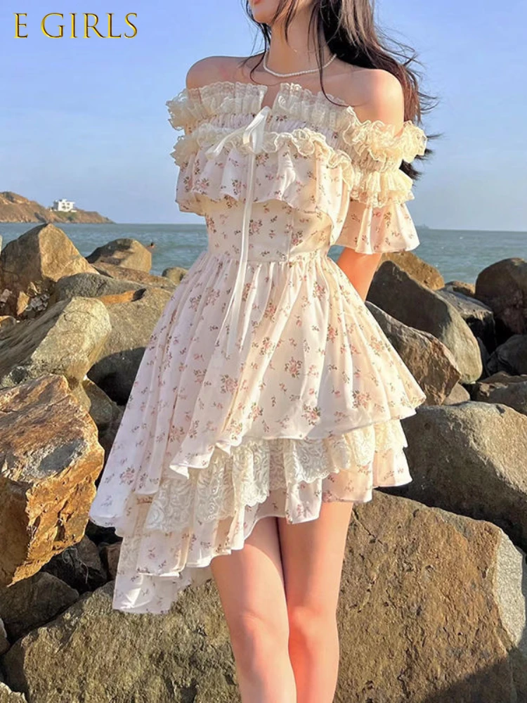 

Летнее милое платье на бретельках с кружевным принтом для девочек, женское милое мини-платье, женское шифоновое элегантное платье с воротни...