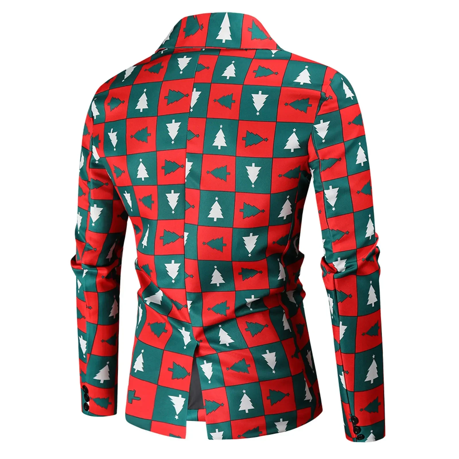 Приталенный модный костюм с рождественским принтом мужское повседневное пальто