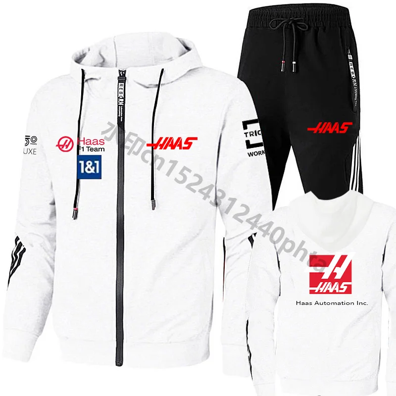

2022 Formula 1 driver Mick/Magnussen F1 Team Haas Logo Oversized hoodies 2Pieces Men Sets zipper jacket Racing Fans Sweatshirt