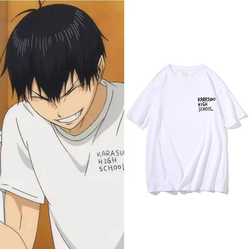 

Anime Haikyuu Tobio Kageyama Graphic Tshirt Karasuno High School Letter Logo T-shirts Regular Men Women Loose Fashion T Shirt