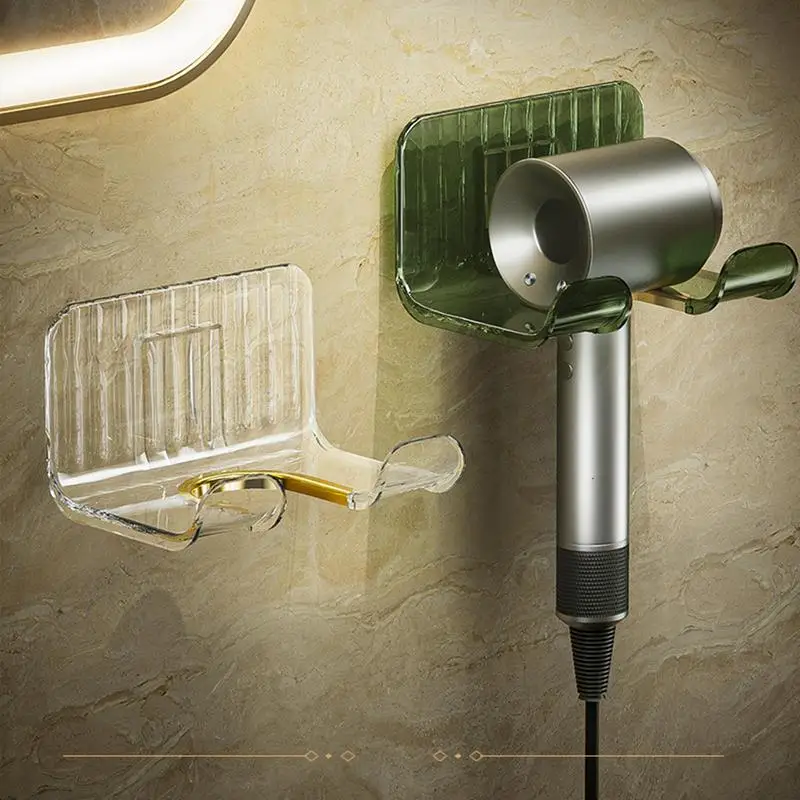 

Hair Dryer Organizer Rack Plastic Wall Mounted Punch-free Self-adhesive Organizer Shelves Home Rack Organization Accessories