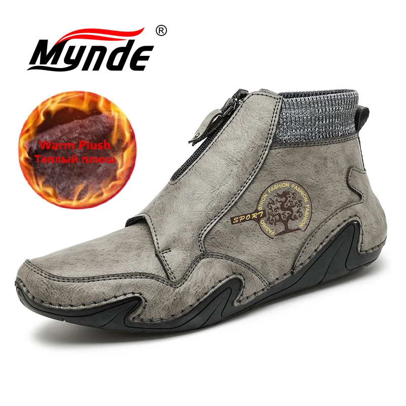 

Brand Winter Men's Boots Genuine Leather Outdoor Men's Work Snow Boots Western Boots Waterproof Men's Snow Motorcycle Boots New