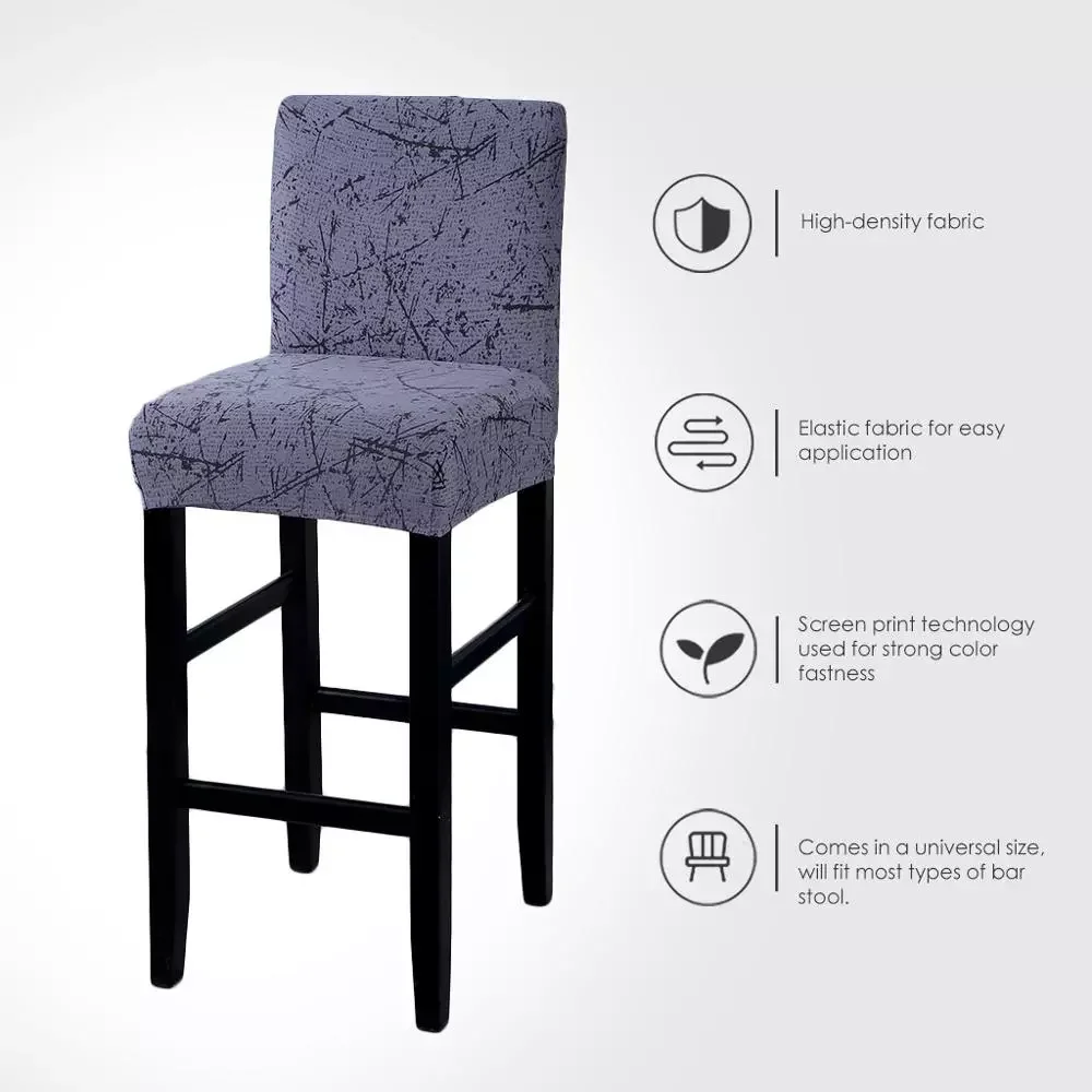

Bar Stool Chair Cover with Backs Stretch Printed Chair Slipper Cover for Club Housse De Chaise