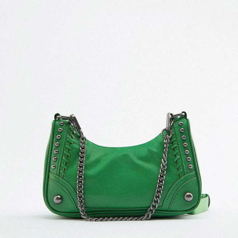 2023 Summer New Women's Rock Underarm Bag High Capacity Chain Shoulder Crossbody Bag Rivet Fashion Women Purse And Handbags