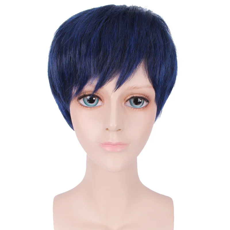 Парик для косплея Аниме Kuroko no Basuke GAKUEN Aomine Daiki Короткие термостойкие синтетические