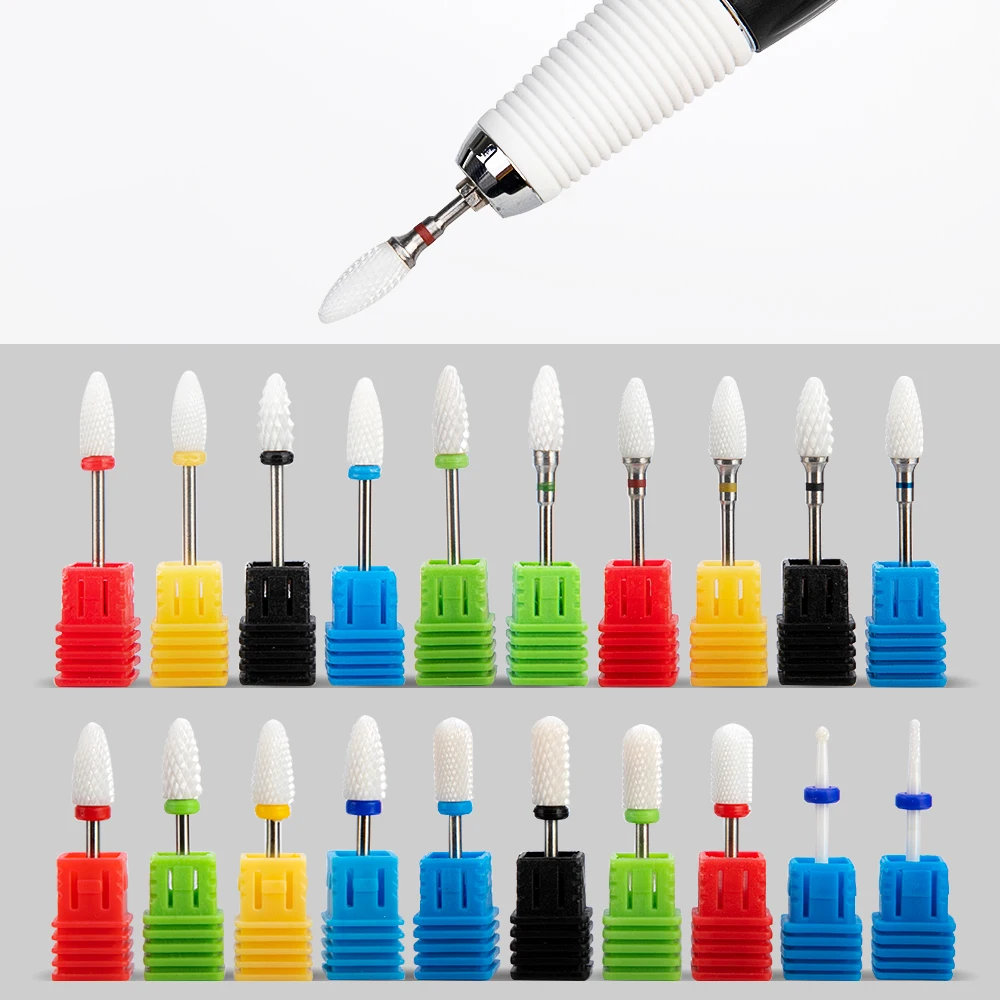 

Ceramic Nail Drill Bit Electric Manicure Drills For Machine Milling Cutter Nail Files Buffer Nail Art Equipment Accessory