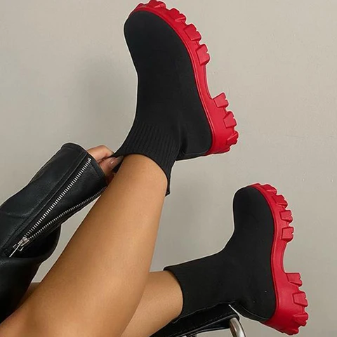Женские ботинки 2023, ботинки на платформе для осени и зимы, обувь без шнуровки на платформе, женские ботильоны, белые каблуки, короткие женские ботинки