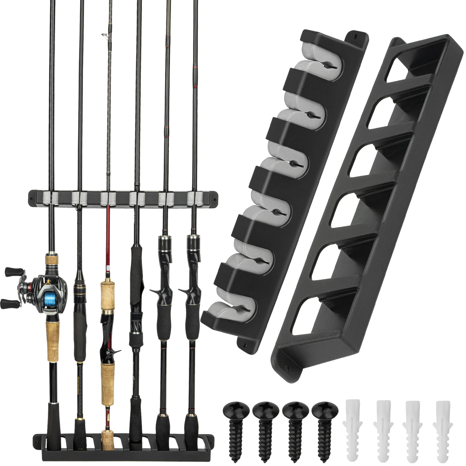 

THKFISH Fishing Rod Storage Rack Wall Mounted Fishing Rod Holder Store 6 Rods Applicable Rod Diameter 5-11mm Great Pole Holder