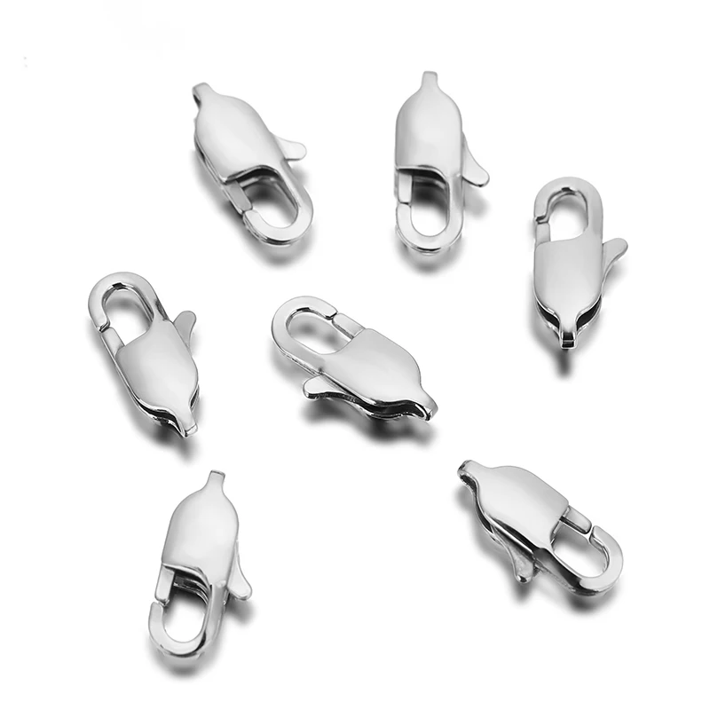 Застежки-карабины из нержавеющей стали, 9/11/13/15 мм, 10 шт.