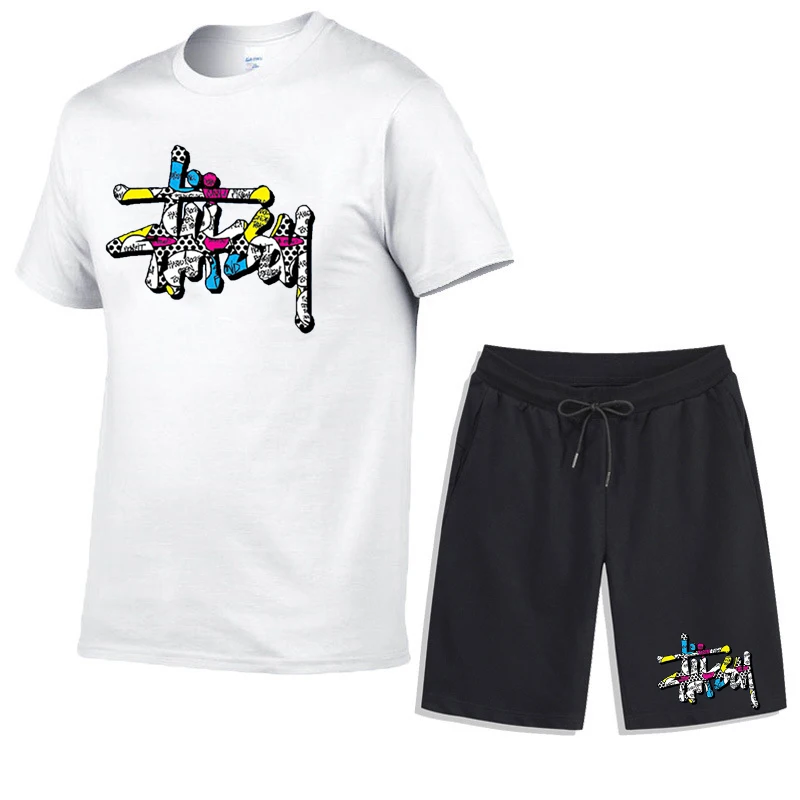 Men's Cotton Sports Suits T Shirt Short High-quality Man Summer Tracksuit Casual Short Sleeve Tops + Short Pants Sets Streetwear