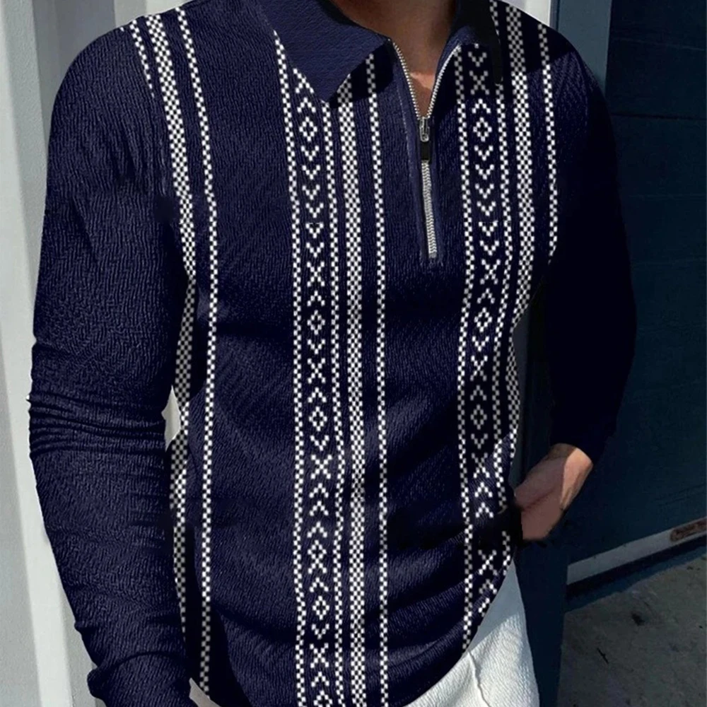 

Новинка 2023, мужские весенне-осенние Рубашки, Мужской пуловер с отложным воротником и рисунком