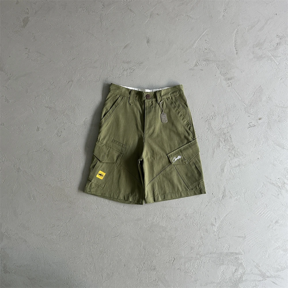 

23NEW high street fashion Corteiz pants Slant pocket green shorts top quality embroidered bottom EU size XS-XL