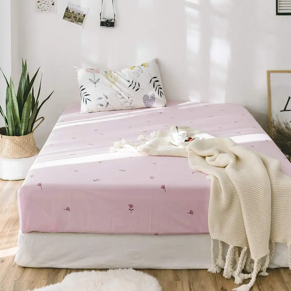 

Cotton Floral Sheets Children Fitted Sheets Soft Single Deep Plaid Fitted Bed Sheet Cartoon Flower Simple Fresh Sheet For Kids