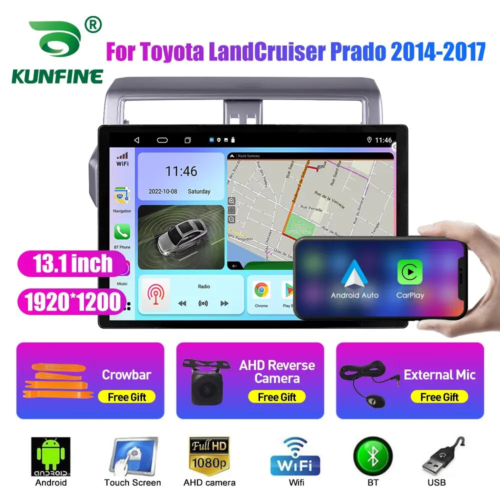 

13.1 inch Car Radio For Toyota LandCruiser Prado 2014-17 Car DVD GPS Navigation Stereo Carplay 2 Din Central Multimedia Android