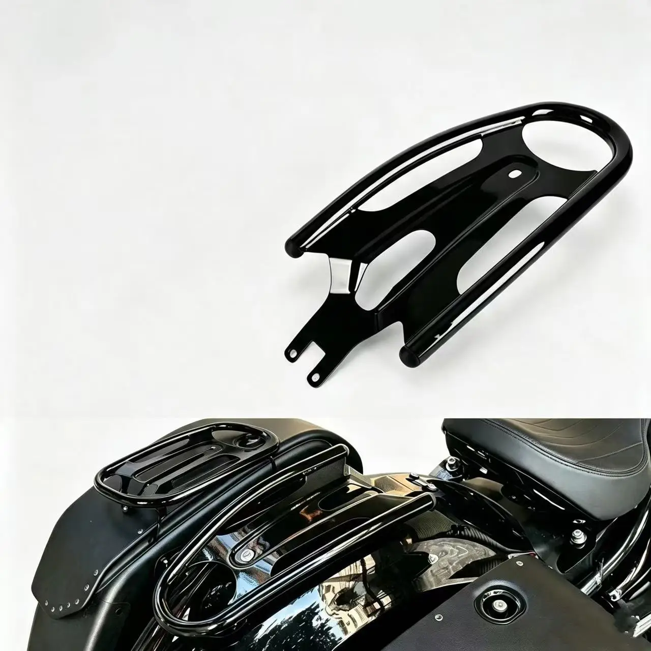 Фото Черный/хромированный багажник в стиле Bobber из нержавеющей стали, задний багажник, подходит для BMW R18 Classic R 18 100 Years 2020-2026 №1