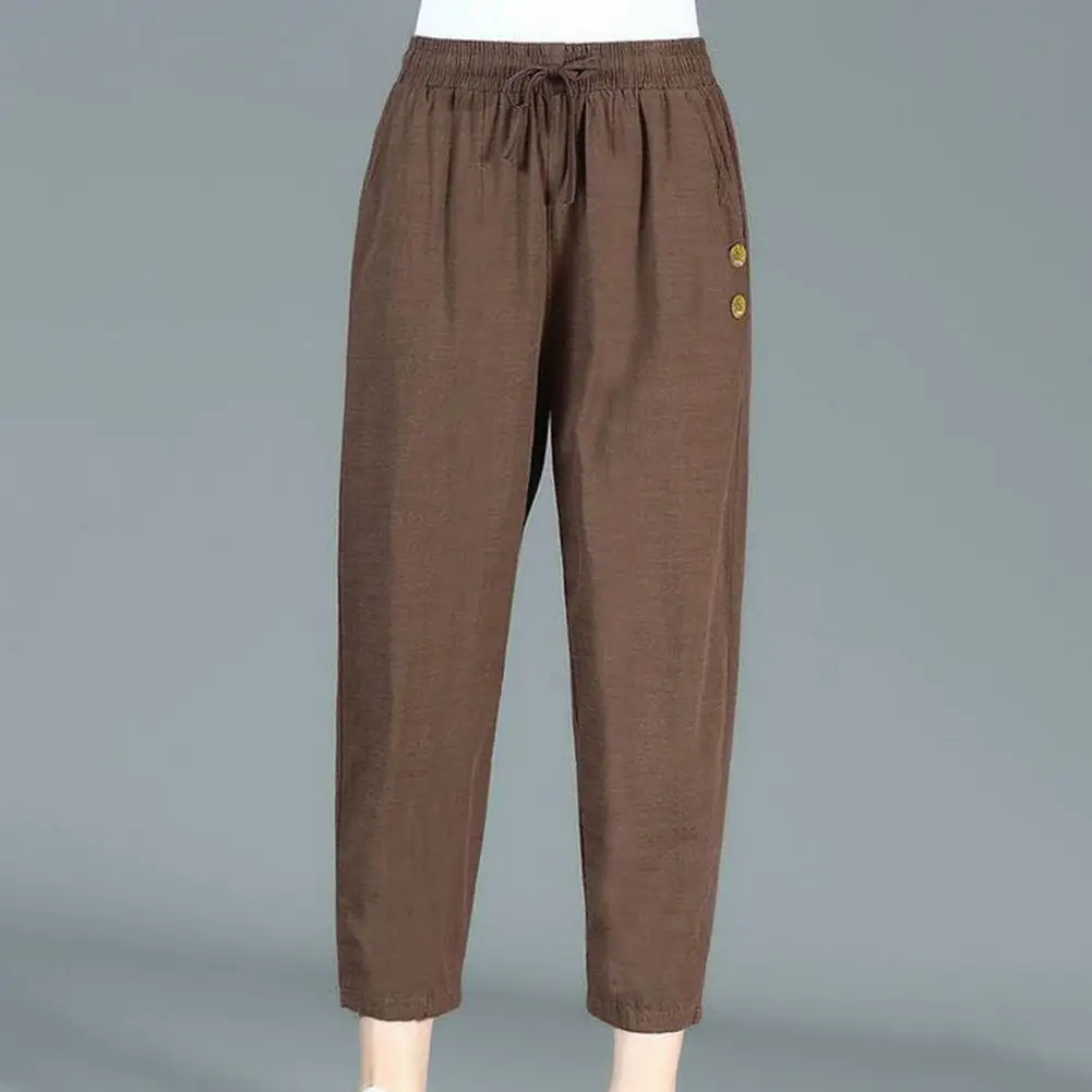 

Women Pants Elastic Waist Straight Loose Drawstring Lady Trousers Daily Wear High Waist Harem Lady Pants Female Clothing
