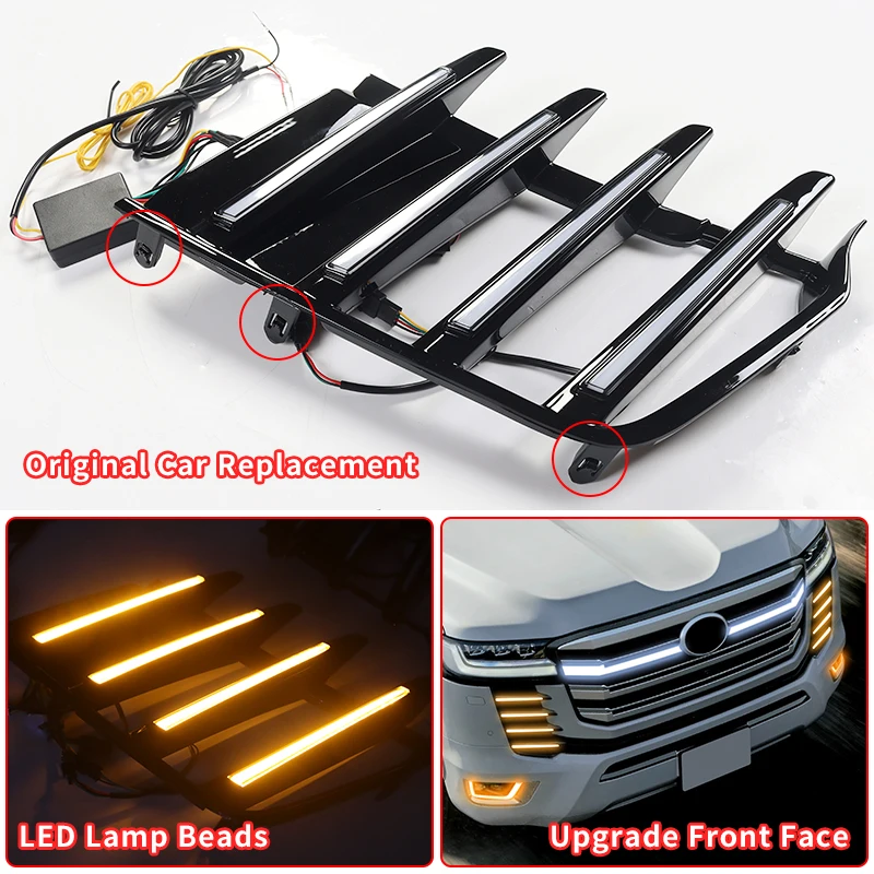 Для Toyota Land Cruiser 300 LC300 FJ300 J300 2024-2027 ABS LED Дневные ходовые огни DRL для передней решетки бампера Аксессуары (art.: 3920dc59088fa) - 3920dc59088fa