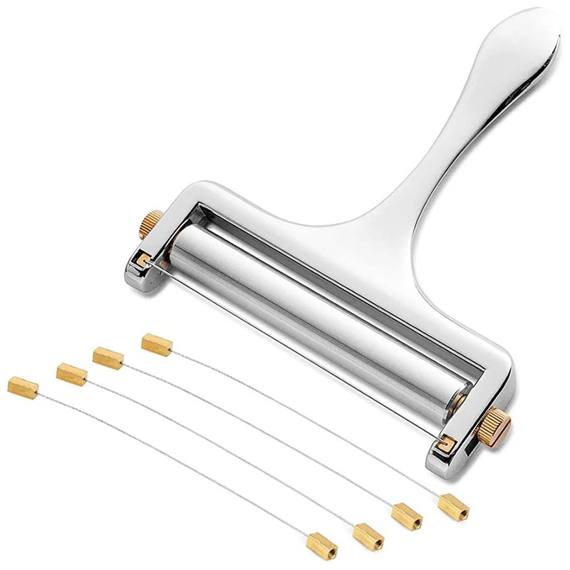 

Cheese Slicer Adjustable Thickness Heavy Cheese Slicers with Wire for Soft & Semi-Hard Cheeses -4 Cutting Wire Included
