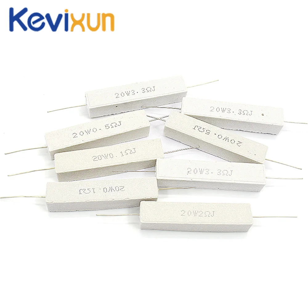 2pcs 20W 5% Cement Resistor Power Resistance 0.1 ~ 10K 0.1R 0.5R 10R 50R 0.22 0.33 0.5 1 2 5 8 10 20 22 30 50 100 1K 1.5K 2K ohm