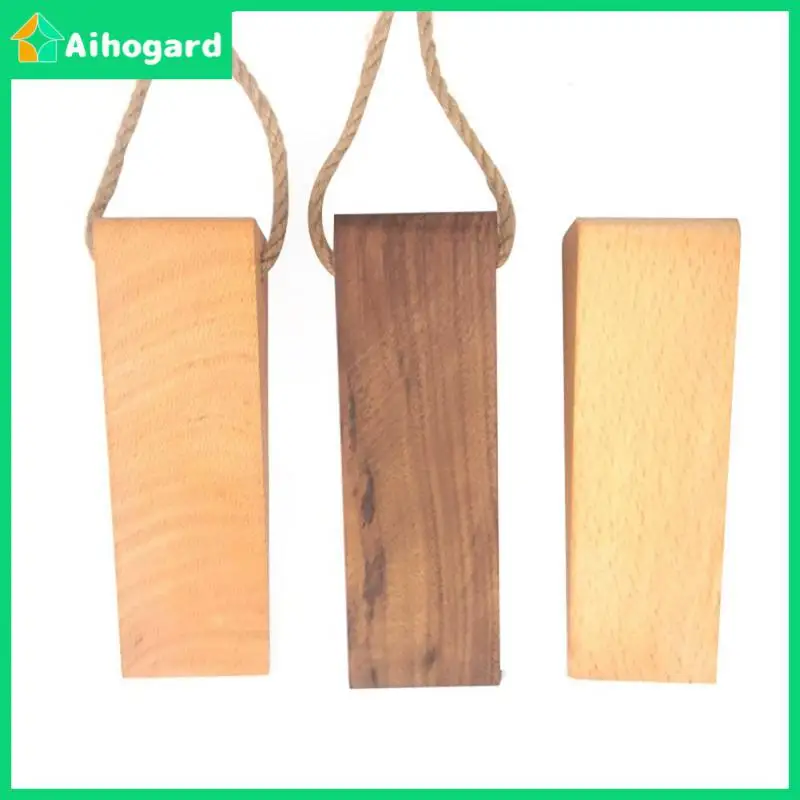 

New Solid Wood Door Stopper Non-Slip Stop Kids Protect Rope Wedge Anti-collision Creative Home Decoration Beech/Black Walnut