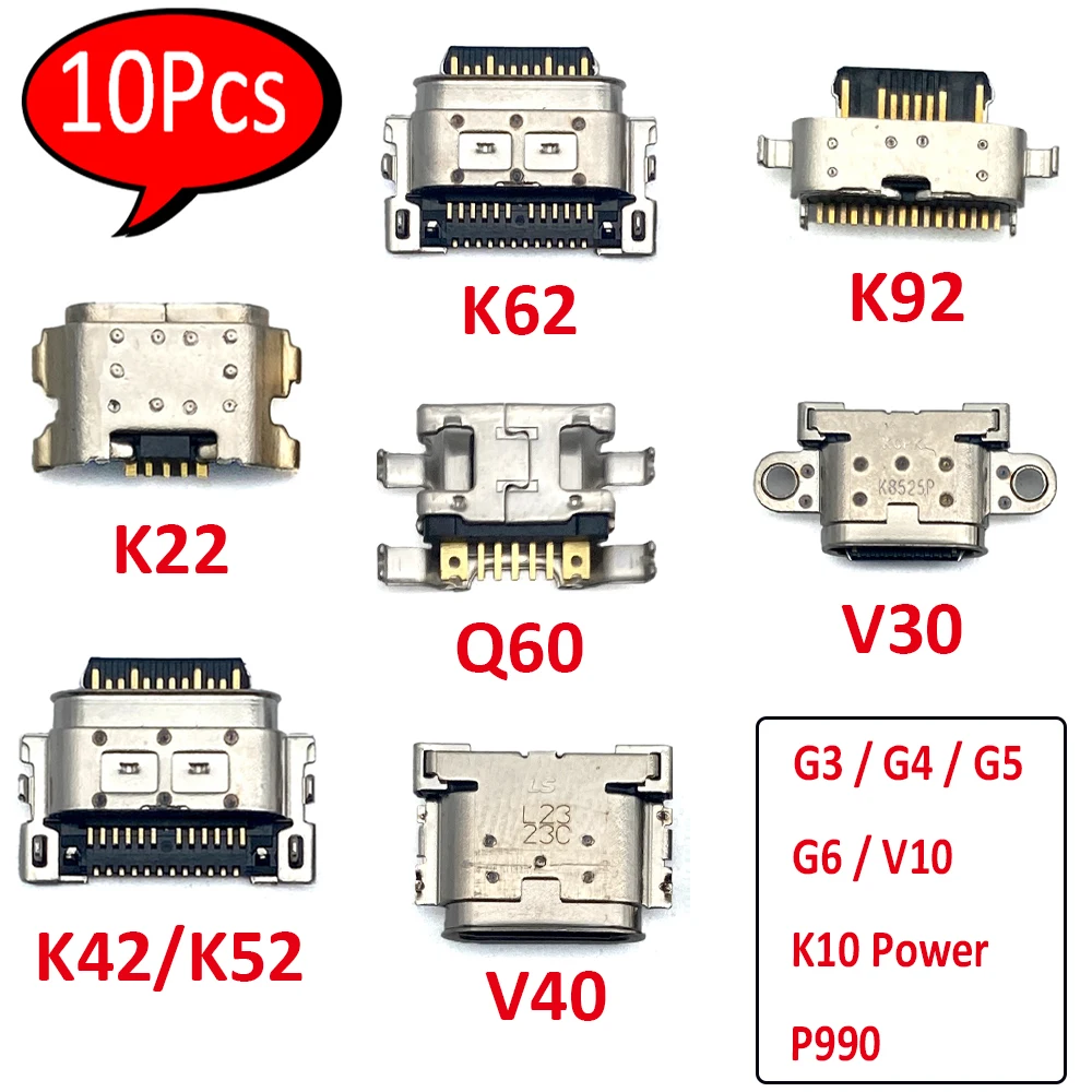 

10 шт., разъем Micro Mini USB для зарядки LG K22 K42 K52 K62 K92 G3 G4 G5 G6 Q60 V10 V30 V40 K10 Powe