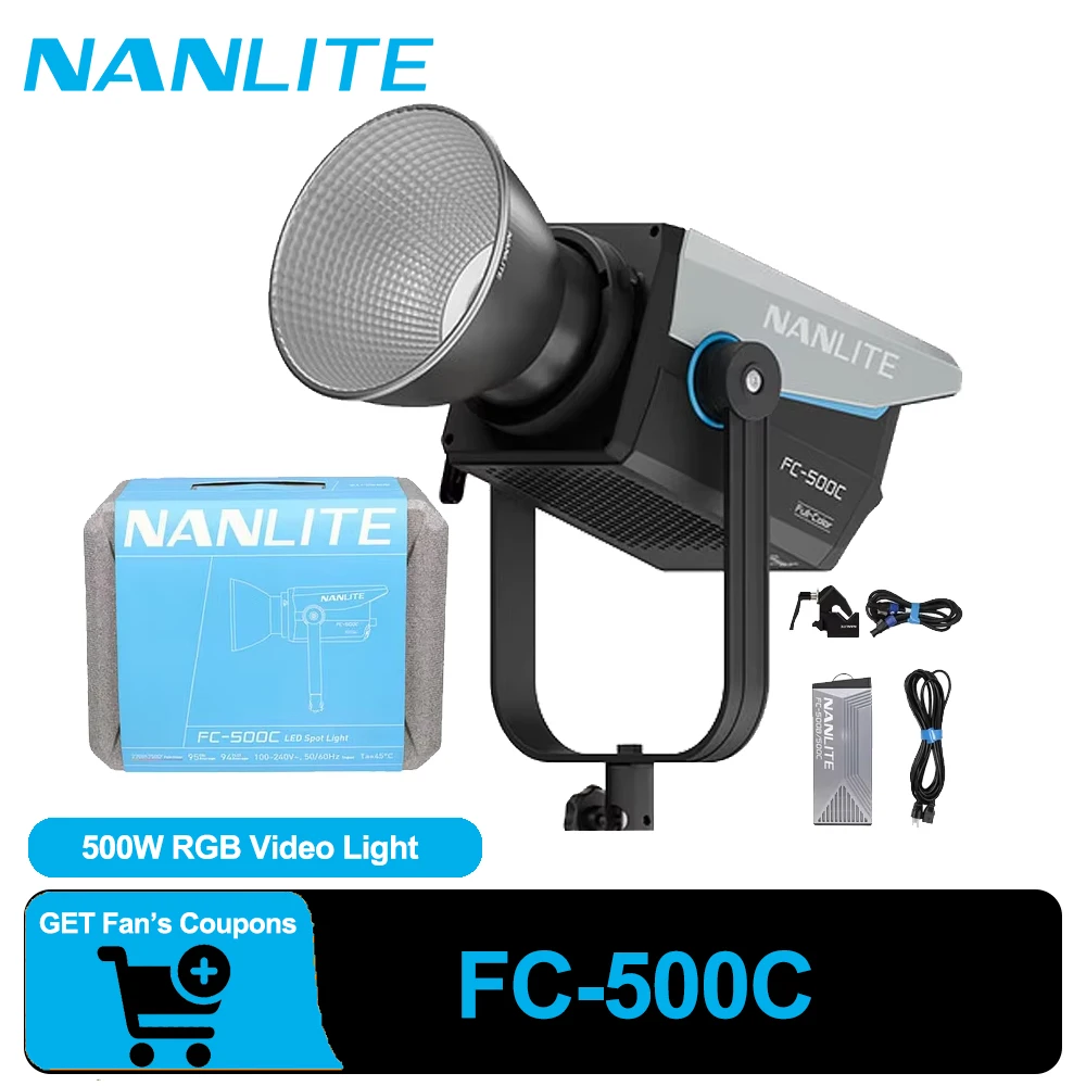 Фото Светодиодный COB-осветитель Nanlite FC-500C Full Color RGB 500 Вт с креплением Bowens, встроенные специальные световые эффекты №1