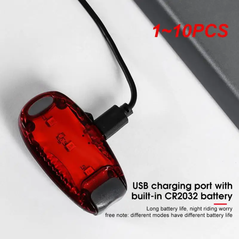 

1~10PCS Durable Bike Rear Light Mini Backpack Light Rechargeable Good Toughness Helmet Light Multi-functional