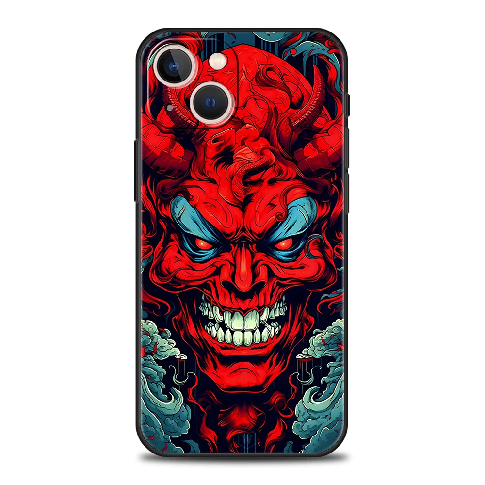 Фото Чехол для телефона с маской японского самурая Oni для iPhone 16, 15, 14, 13, 12, Pro Max 11 Pro Max 7, 8 Plus XS XR, противоударный мягкий корпус из ТПУ №5