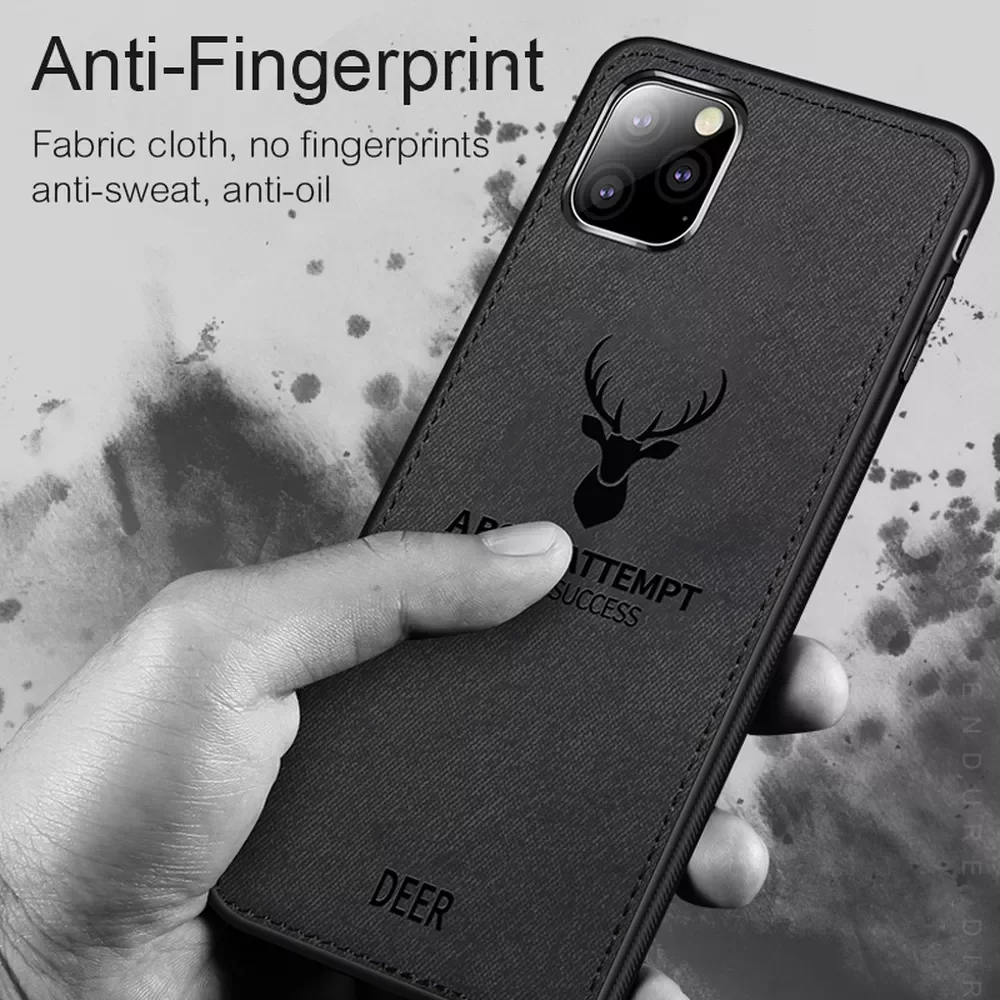 

Shockproof Cover for iPhone 12 Pro Max Mini 13 11 7 8 Plus 6 6s Silicone Fabric Deer Cloth Case For For iPhone XS X XR SE 2020