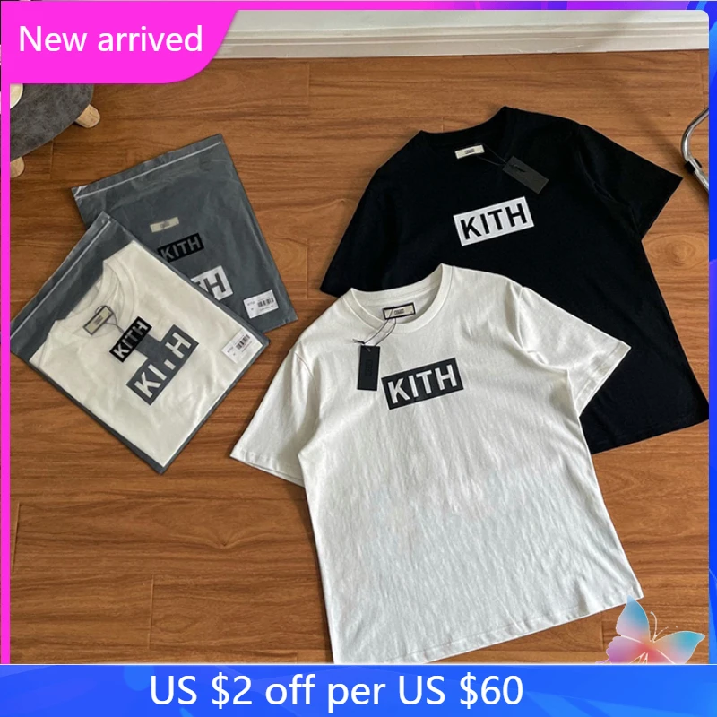 

Summer KITH Classic Letter Logo Print Short Sleeve American Casual Loose BOX TEE