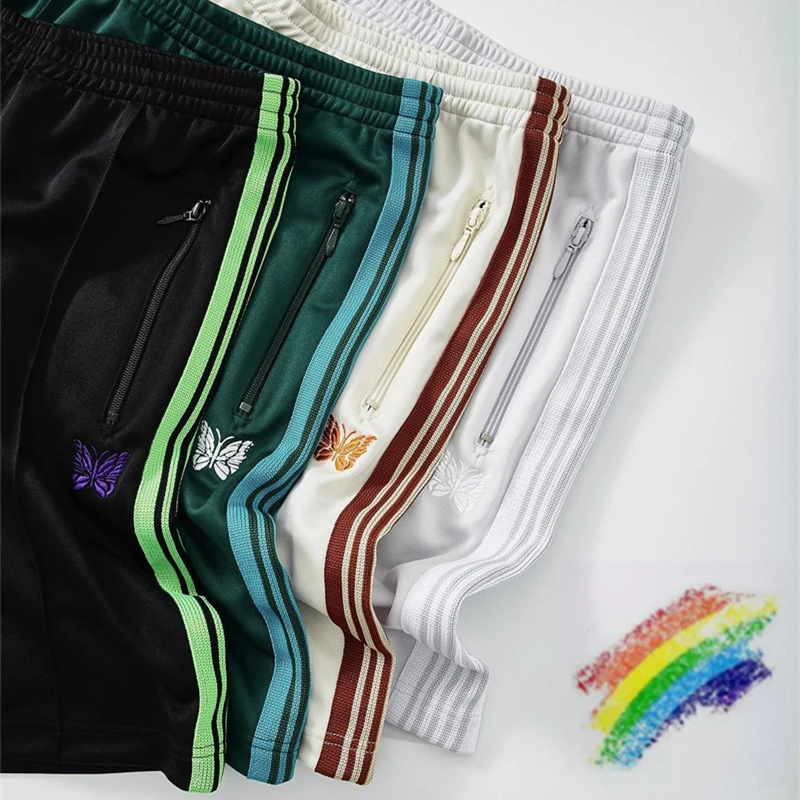 

Webbing Needles Shorts Men Women 1:1 Top Quality Butterfly Embroidery AWGE Shorts Loose Summer Breeches
