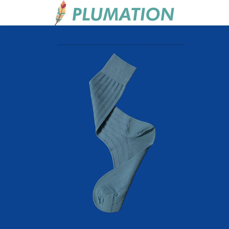 Men's Dressing High Socks Large Size Mercerized cotton Dual-needle Luxury Fashion Spring Summer Formal Wear 6 Colors