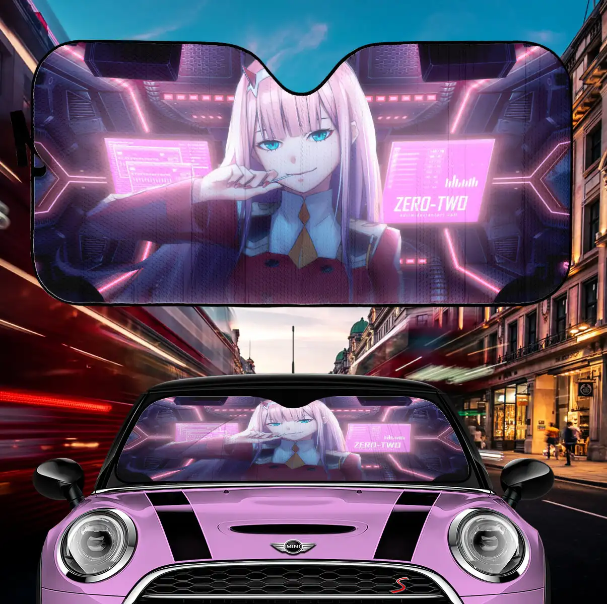 

Darling In The Franxx Zero Two Art Car Auto Sunshades Japanese Anime Girl Car Window Sunshade