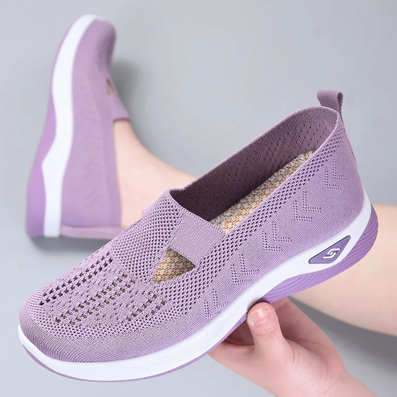 2023 Flats Women's Sneakers Summer Mesh Breathable Shoes Soft Sole Non-Slip Solid Color Comfort Ladies Shoes Deportivas Hombre