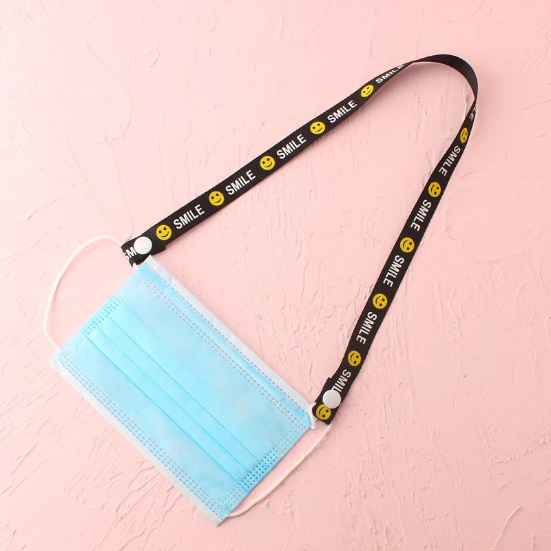 

Trendy Smile Face Printing Mask Straps Boys Girls Safety Eyewear Retainer Mask Rope Chain for Kids Student Neck Strap Lanyard
