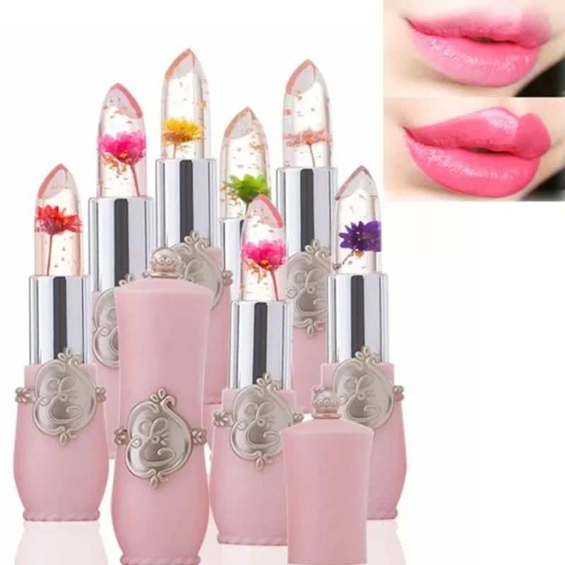 

NEW IN colors flower jelly transparent waterproof discoloration lipstick God lips temperature Discoloration lasting lipstick