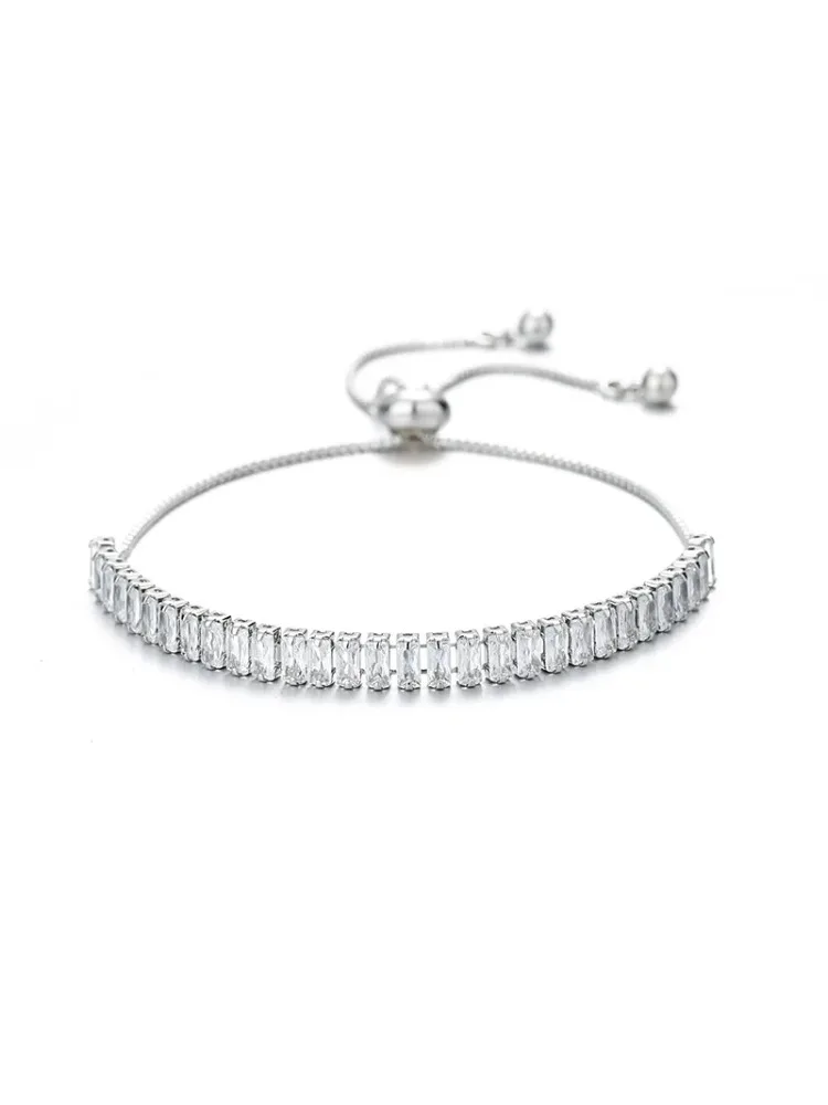 Женский Регулируемый браслет из серебра 925 пробы с фианитами