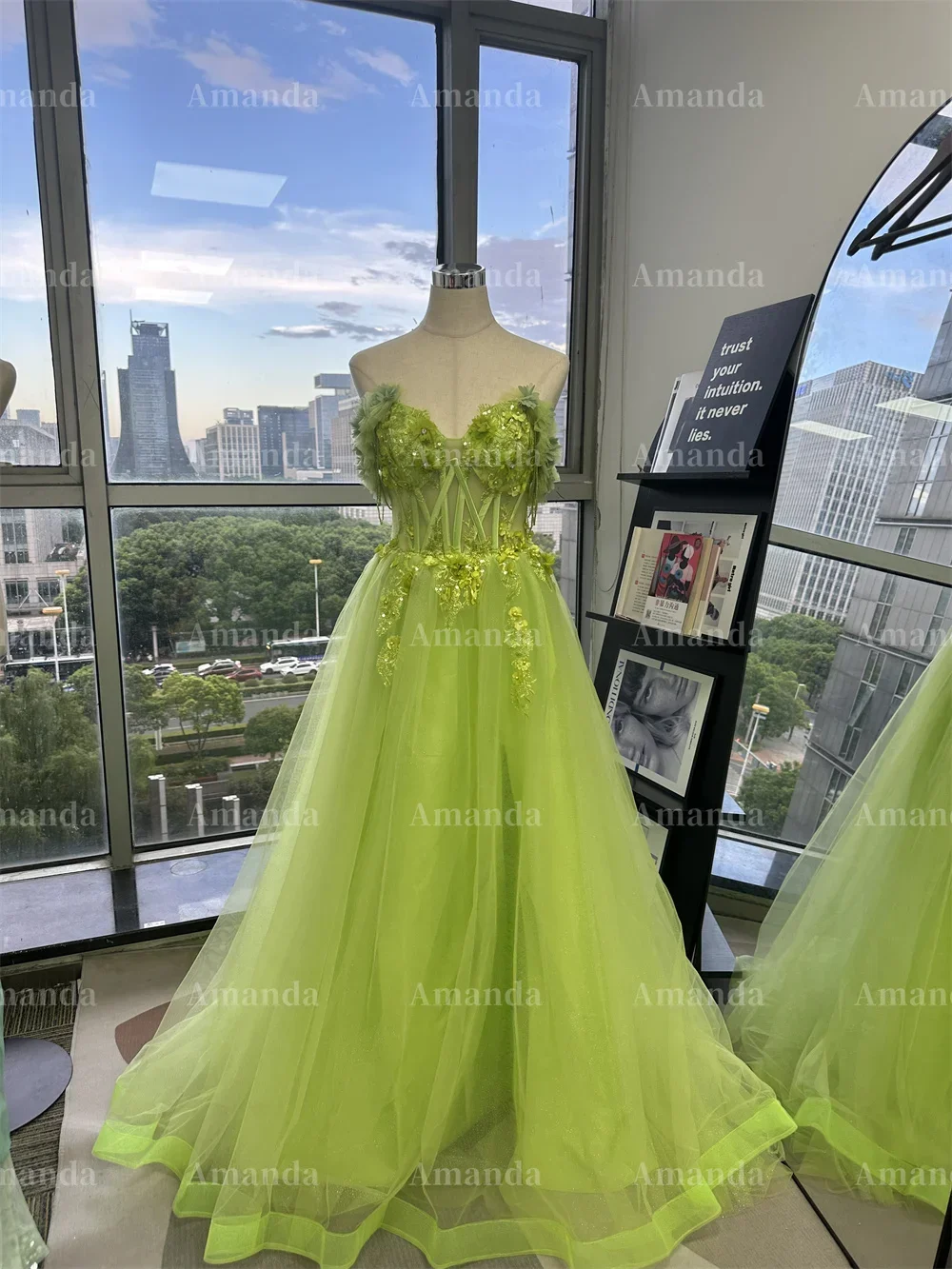 Индивидуальное блестящее 3D кружевное платье Amanda Baby Blue Vestido De Novia для выпускного