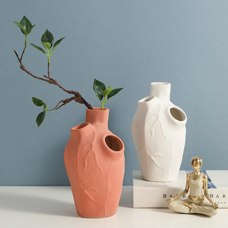 

NIFLHEIM Heart-shaped Ceramic Vase Dried Flower Flower Arrangement Home Creative Decoration Living Room Desktop Modern Ornaments