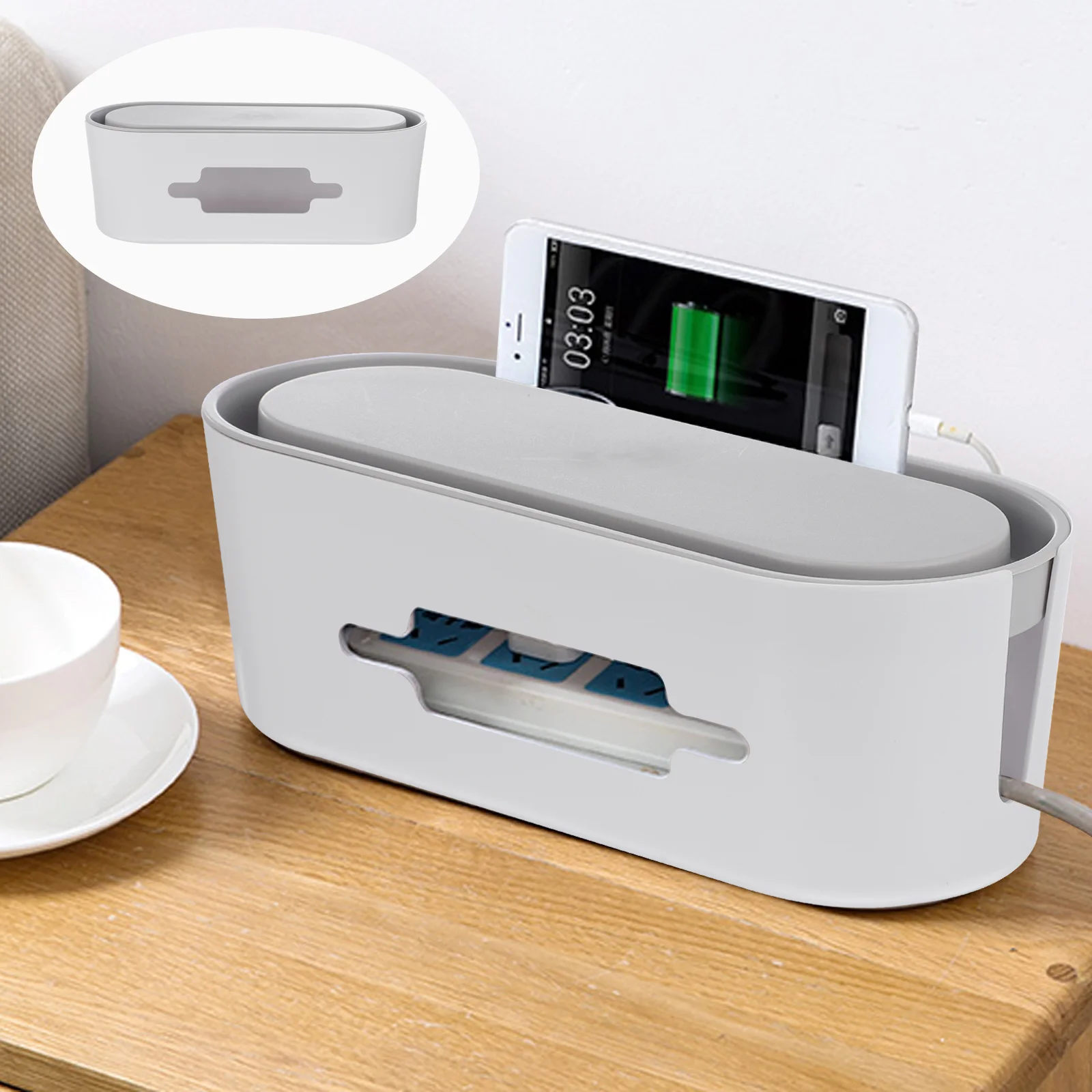 

Box Cable Organizer Cord Management Storage Wire Data Office Simple Line Tablet Desktop Concealer Hider Case Board Patch