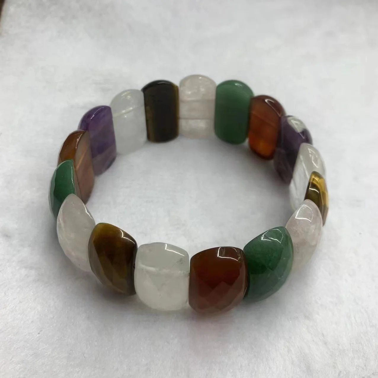 

Mixed Natural Stone Bracelet : Amethyst, Green Aventurine Jade, Red Agate, Tiger Eye Natural Gemstone Bracelet for Woman !