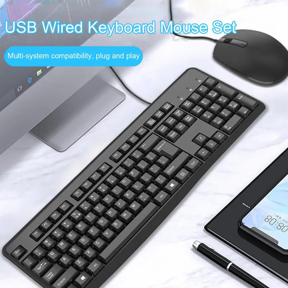 

Универсальная проводная USB-клавиатура и мышь, 104 клавиш, 1 комплект