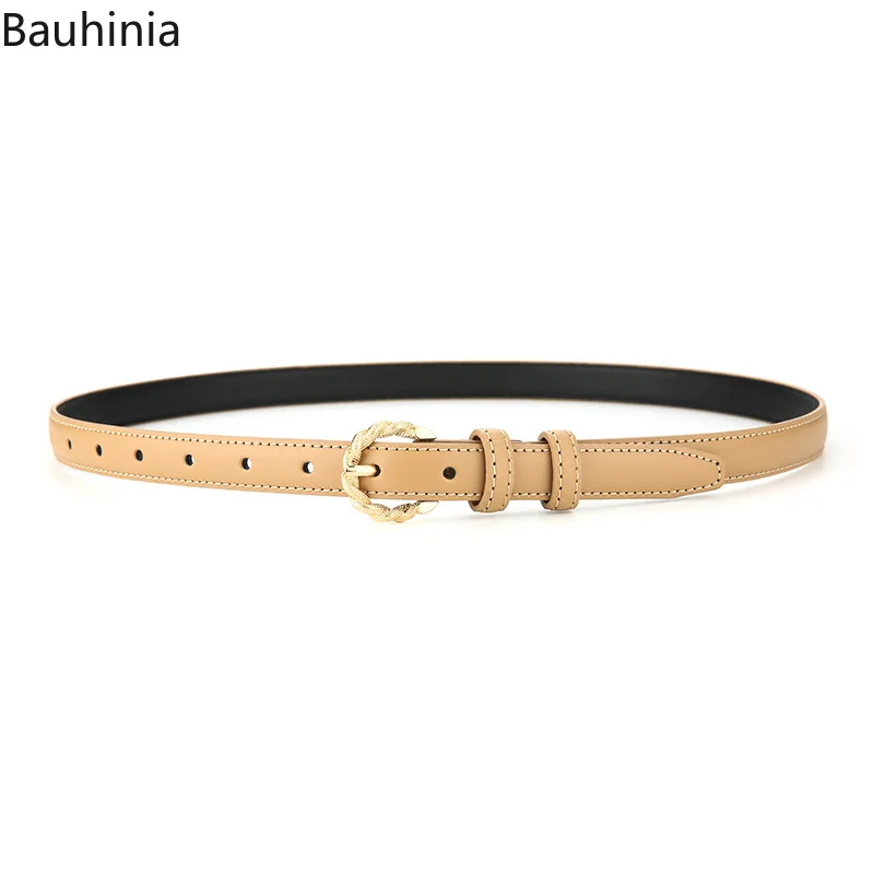 New 105cm Fashion Simple Design Luxury Two-layer Cowhide Pin Buckle Belt All-match Young Woman Thin Belt