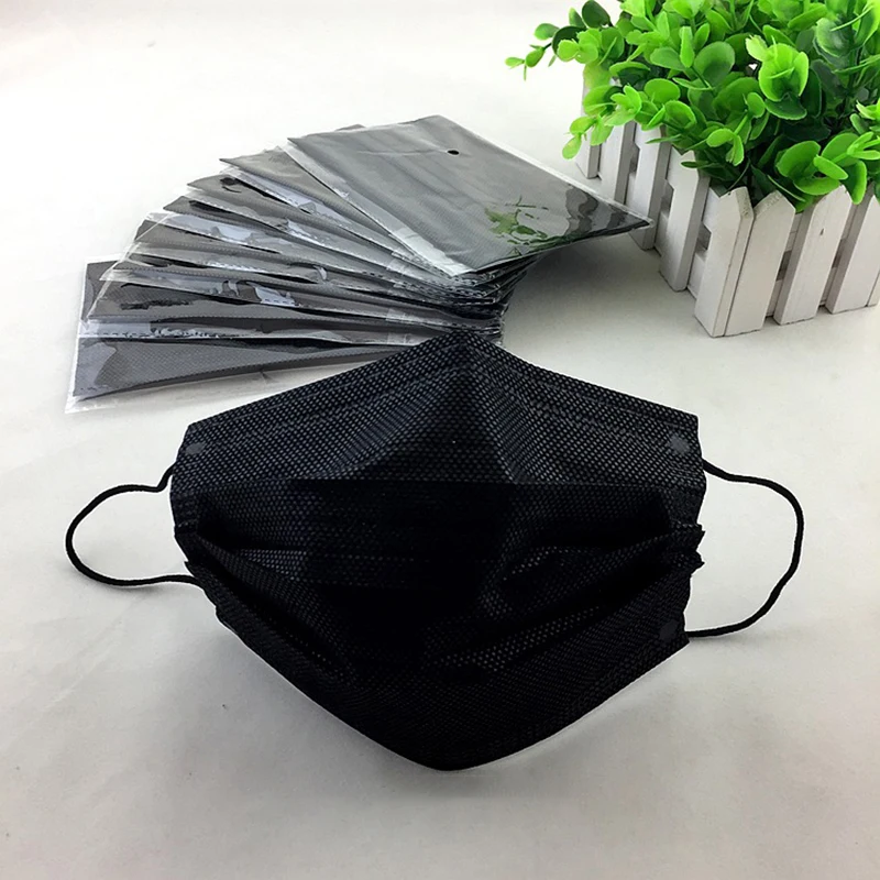 

50 шт одноразовая Пылезащитная маска черная Защита рта пыльца респиратор персональный 3/2/1 слой индивидуальная упаковка защитные маски