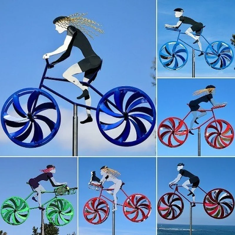 

2022 New Metal Spinning Bike Windmill Garden Decoration Ornament