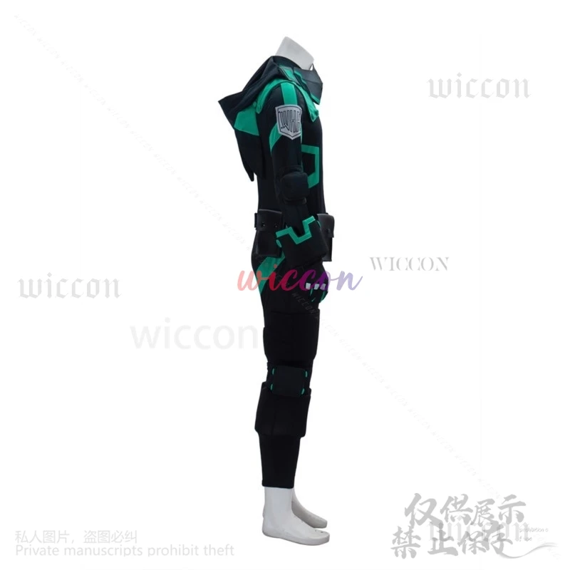 Аниме My Heo Academy Косплей Midoriya Izuku Костюм Парик Черная боевая форма Полный комплект