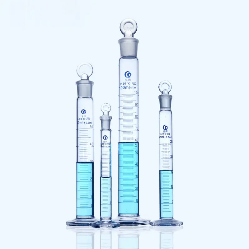 Laboratory 10ml-1000ml Scaled Glass Measuring Cylinder with Lid  Clear Glass Bottles with Lid